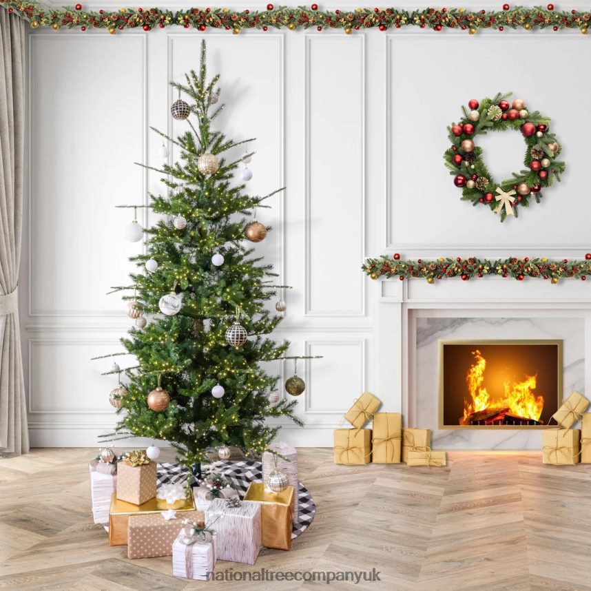 Trees | National Tree Company 10ft Pre-lit Artificial Feel Real Lark Pine Medium Hinged Tree 5320 Warm White LED Rice Lights- UL F2L4F199